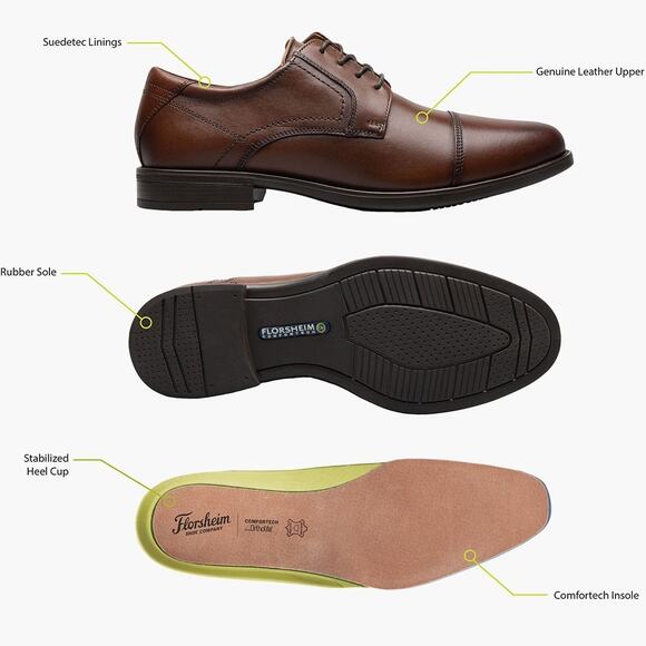 Florsheim Midtown Cap Toe Leather Oxford Dress Shoes 9.5 - Picture 4 of 11